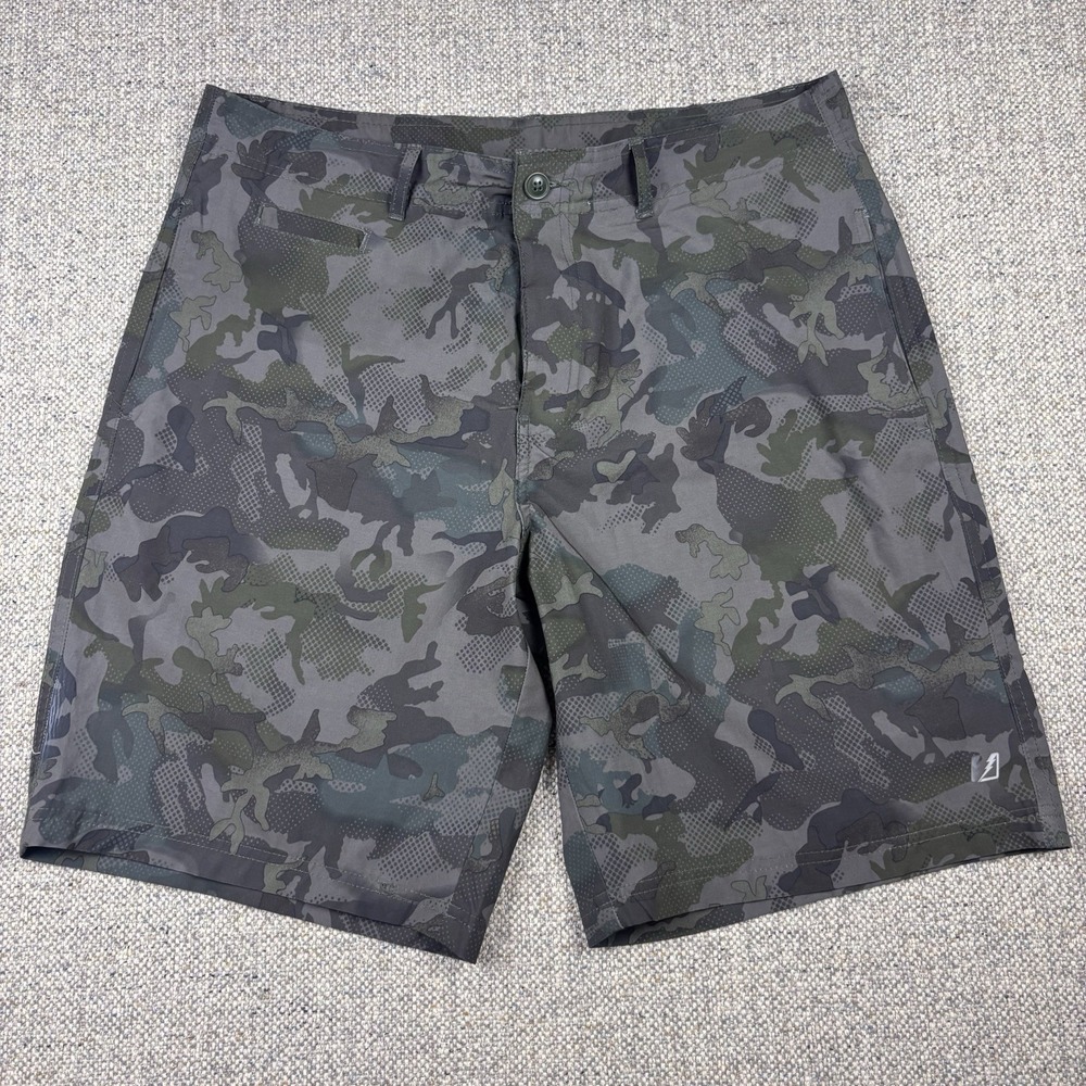 Amplify Men's Camouflage Hybrid Performance Shorts Dark Gray Green Sz L
